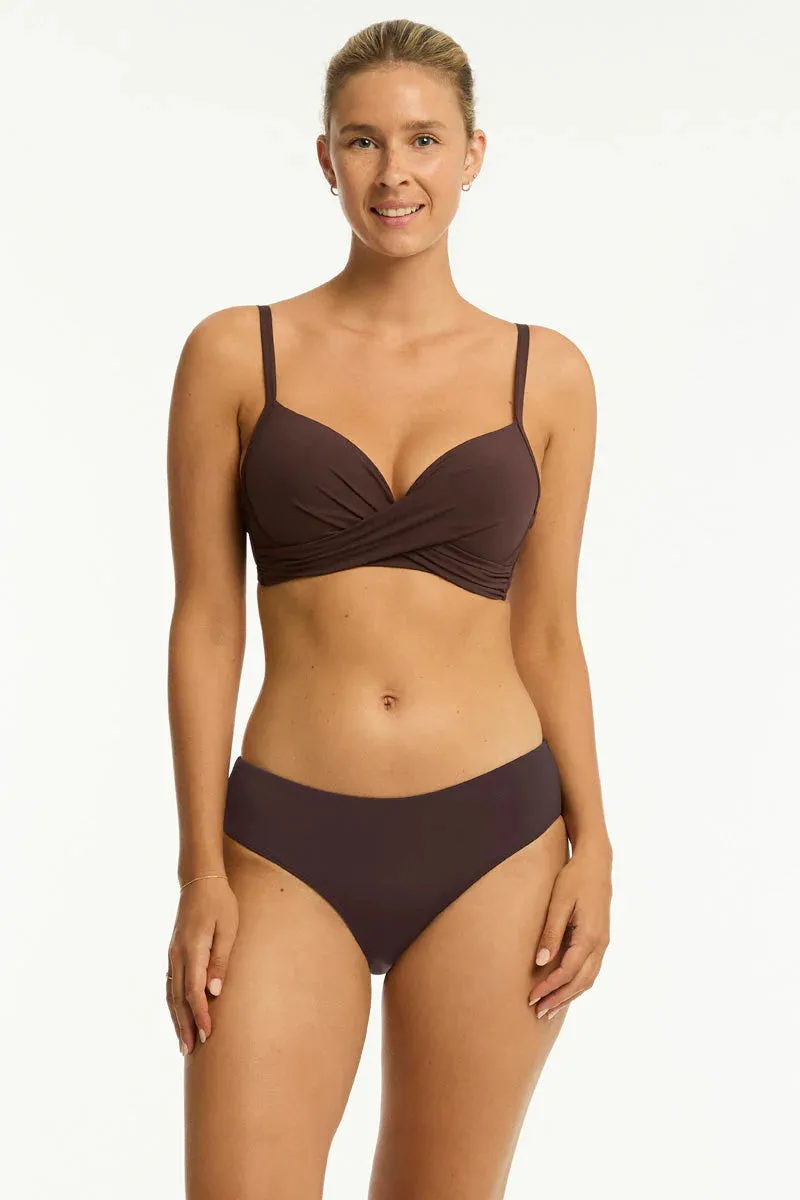 Essentials Edit Cross Front Multifit Bra Top Cocoa