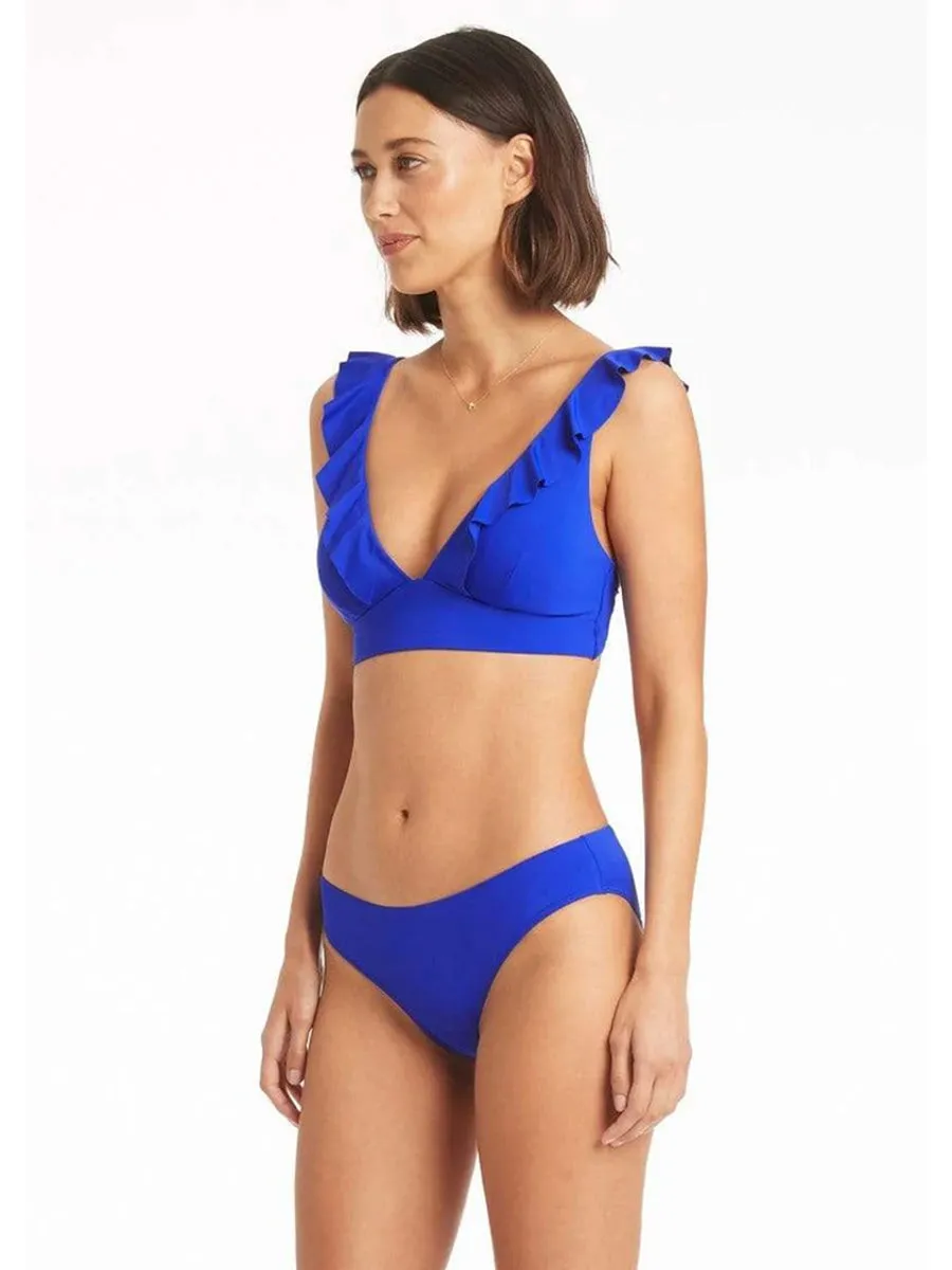 Essentials Frill Bra Top in Cobalt