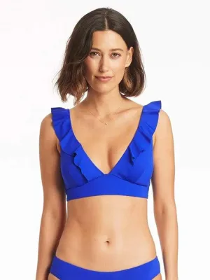 Essentials Frill Bra Top in Cobalt