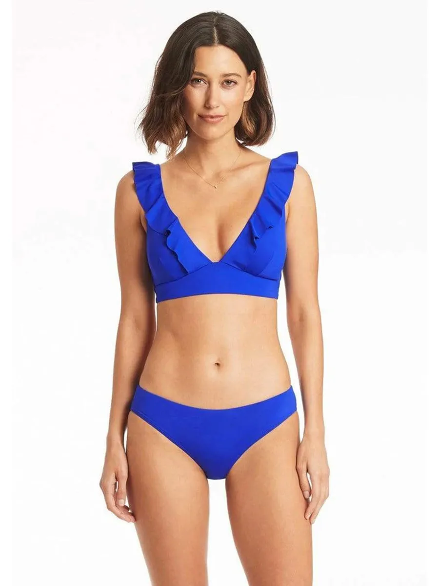 Essentials Frill Bra Top in Cobalt