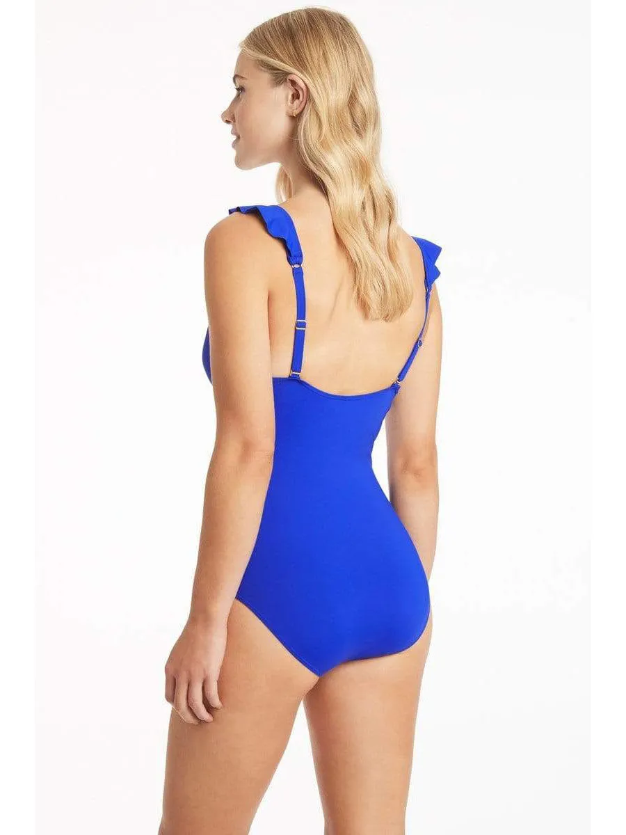 Essentials Frill One Piece in Cobalt
