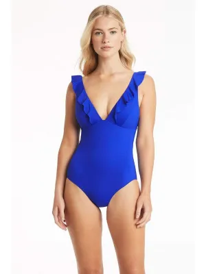 Essentials Frill One Piece in Cobalt