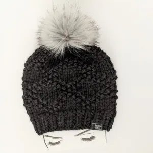 Etta Black Knit Beanie Hat