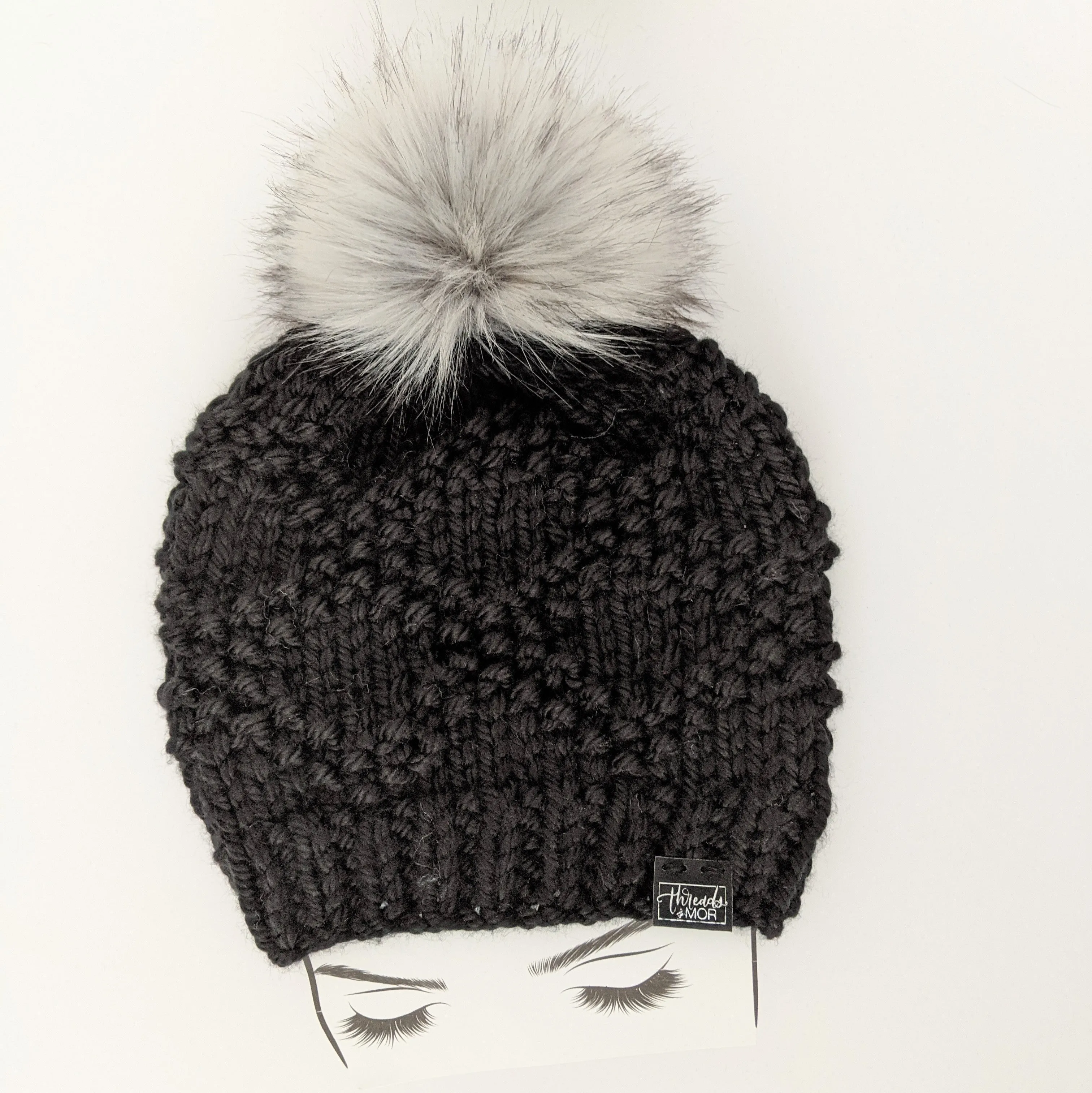Etta Black Knit Beanie Hat