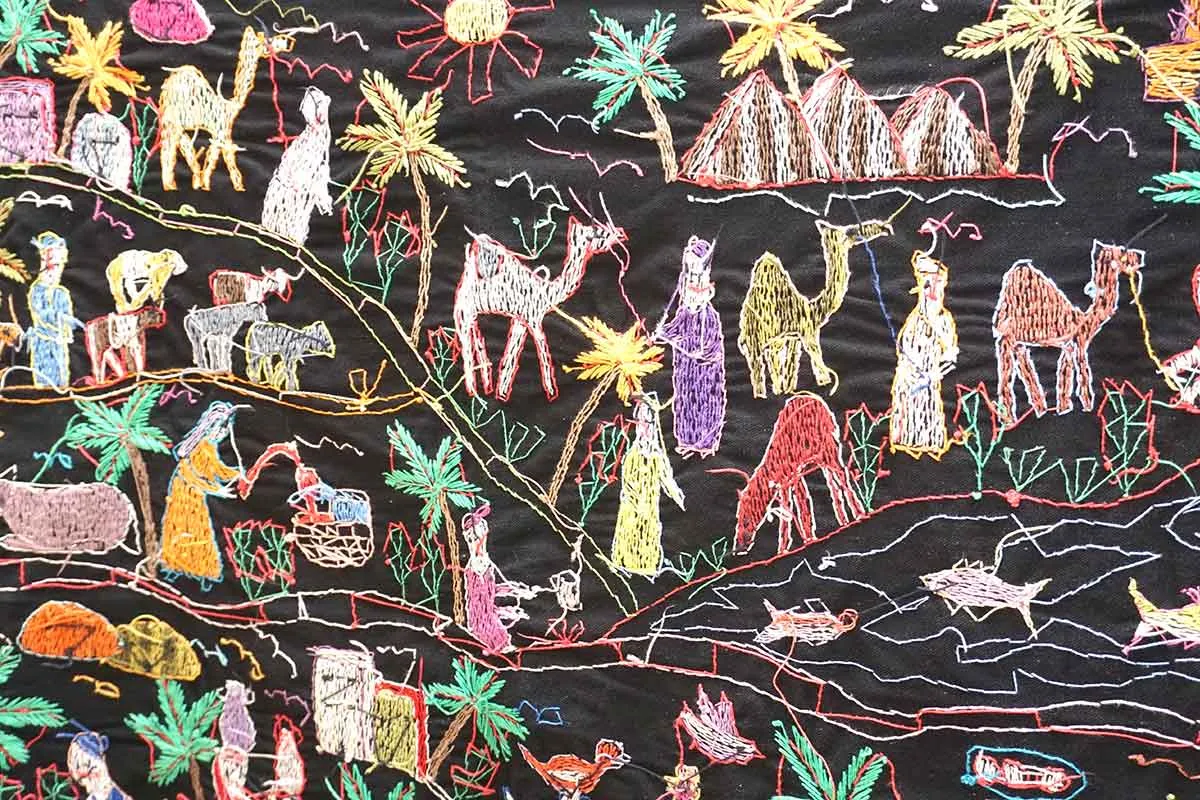 Fair Trade Hand Embroidered Wall Hanging Black Large