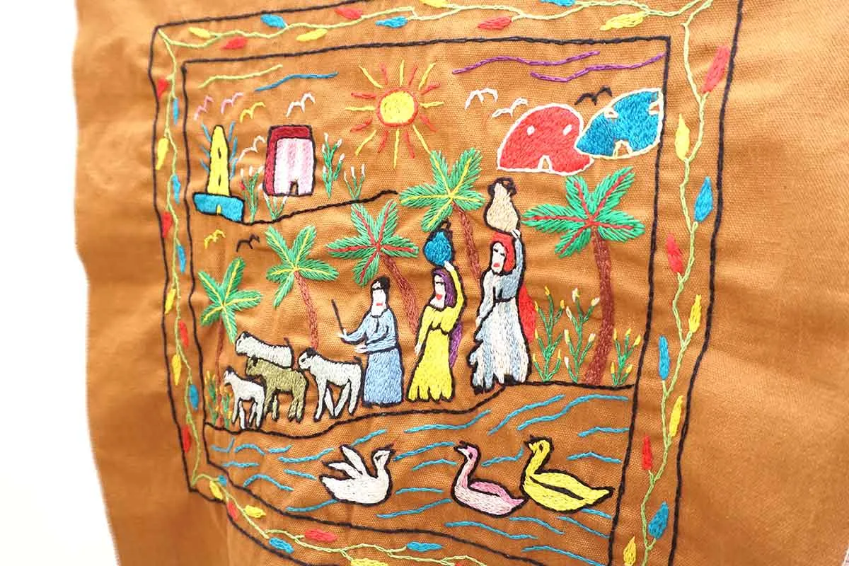 Fair Trade Hand Embroidered Wall Hanging Brown