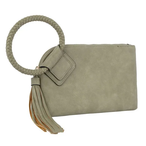 Fashion Cuff Handle Tassel Wristlet Clutch