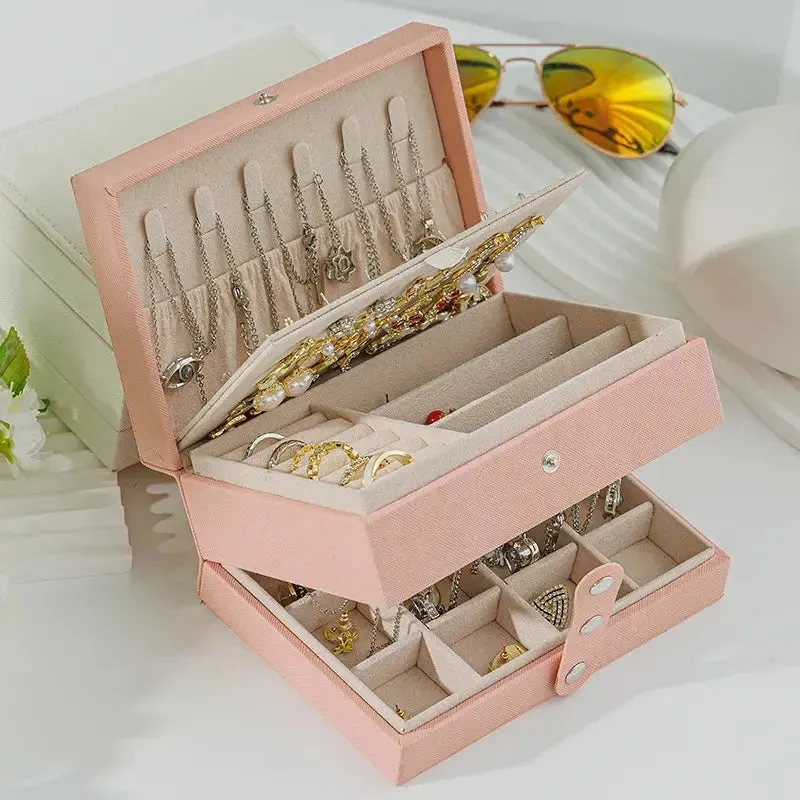 Fashion PU Leather Jewellery Storage Boxes Portable Travel Jewelry Box Necklace Earrings Ring Jewelry Organizer Display Case
