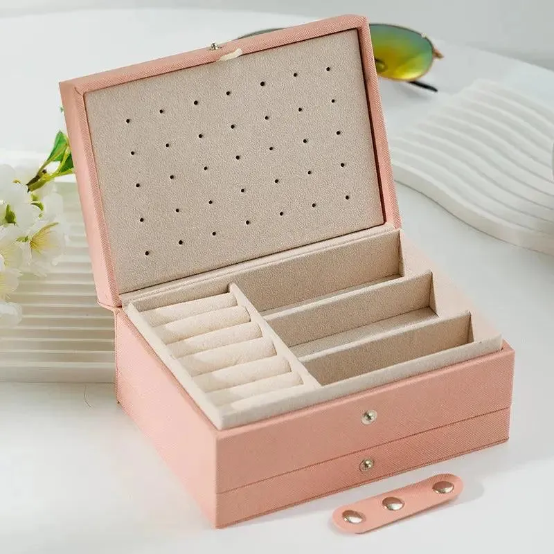 Fashion PU Leather Jewellery Storage Boxes Portable Travel Jewelry Box Necklace Earrings Ring Jewelry Organizer Display Case