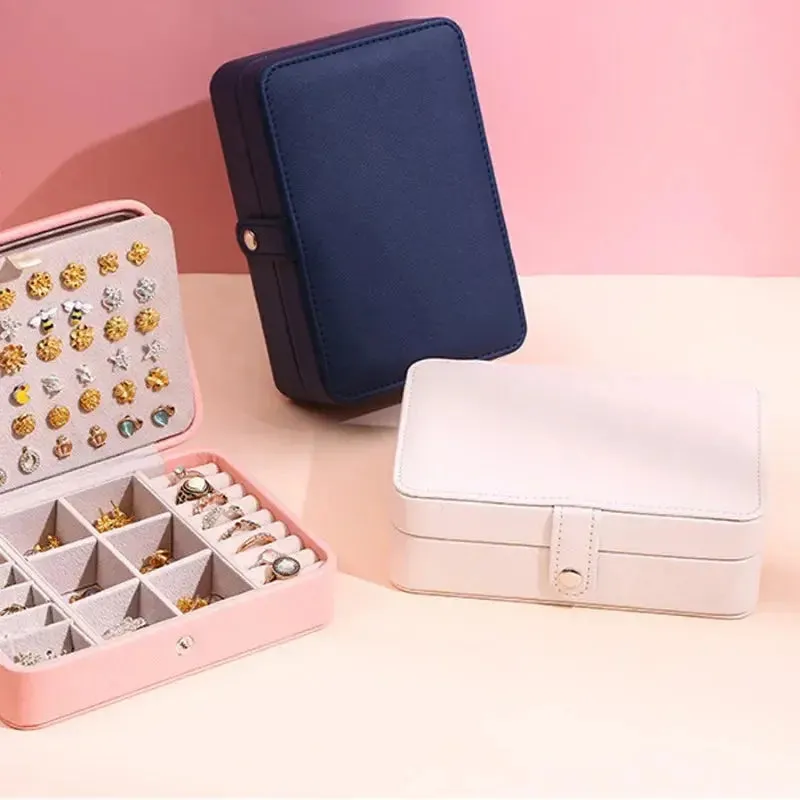 Fashion PU Leather Jewellery Storage Boxes Portable Travel Jewelry Box Necklace Earrings Ring Jewelry Organizer Display Case