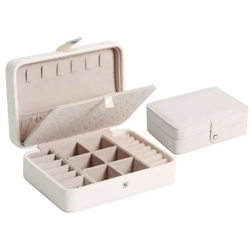 Fashion PU Leather Jewellery Storage Boxes Portable Travel Jewelry Box Necklace Earrings Ring Jewelry Organizer Display Case