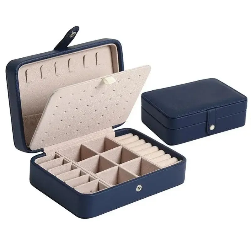 Fashion PU Leather Jewellery Storage Boxes Portable Travel Jewelry Box Necklace Earrings Ring Jewelry Organizer Display Case