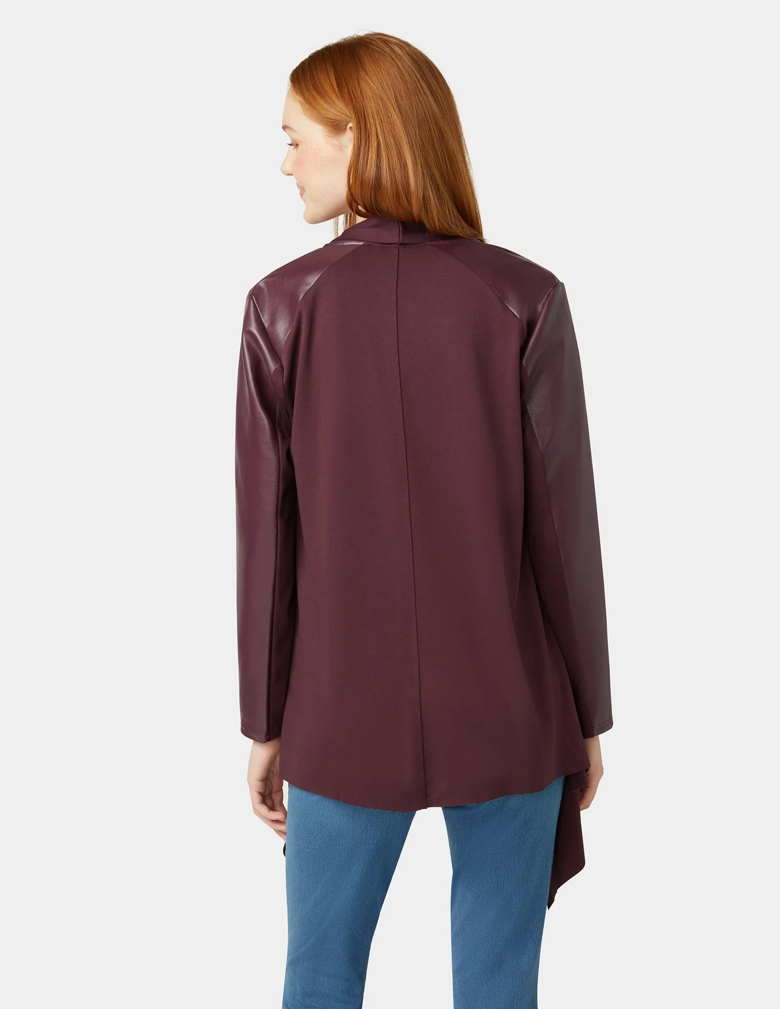 Faux Leather Cardigan