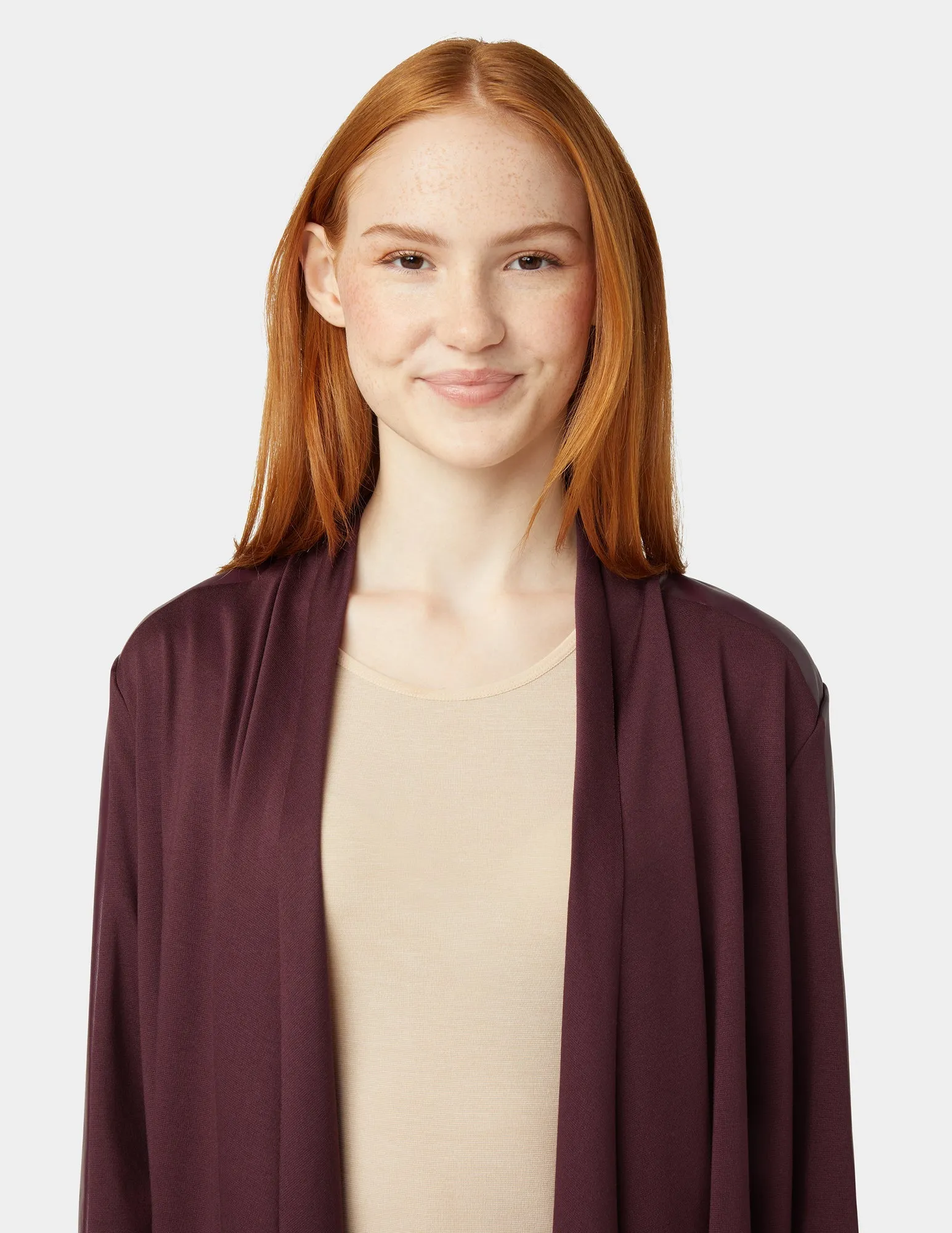 Faux Leather Cardigan