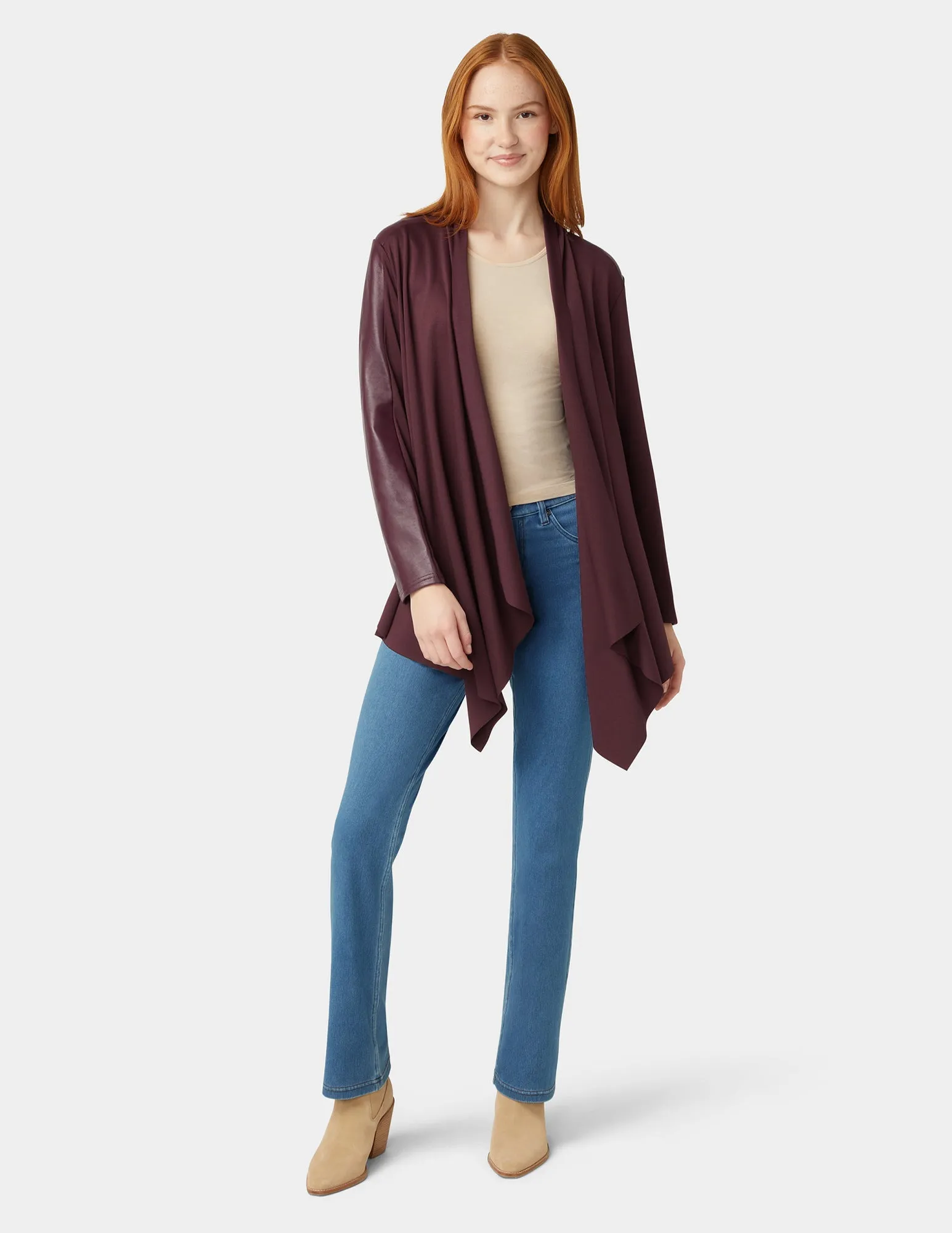 Faux Leather Cardigan