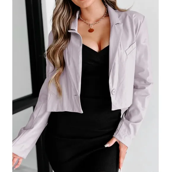 Faux Leather Crop Jacket