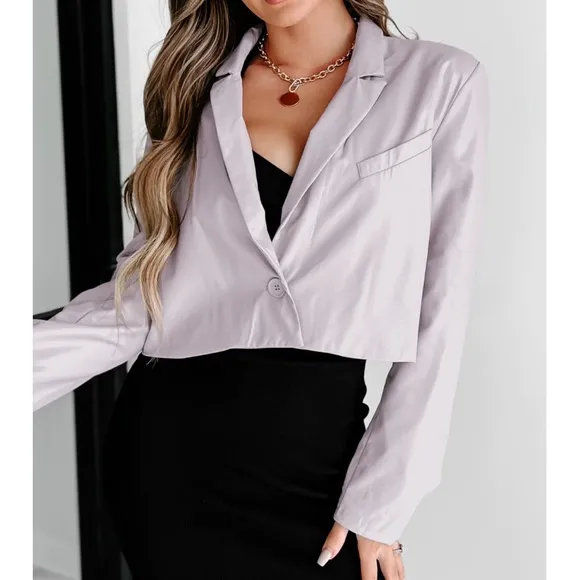 Faux Leather Crop Jacket