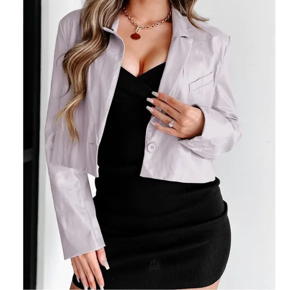 Faux Leather Crop Jacket