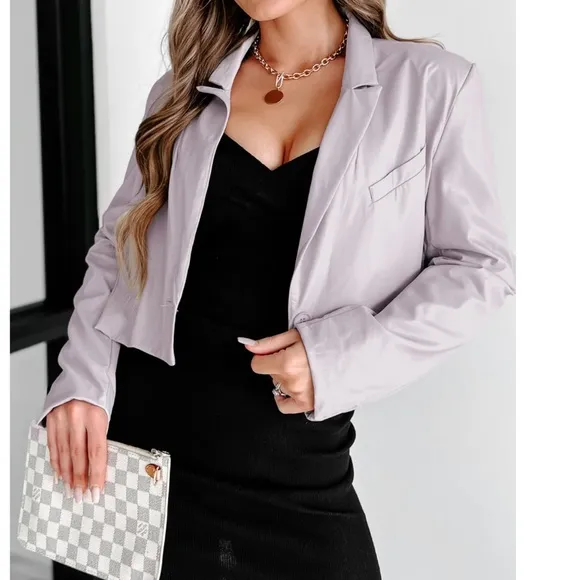 Faux Leather Crop Jacket