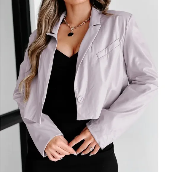 Faux Leather Crop Jacket