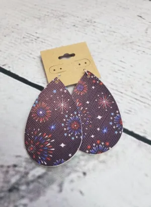 Faux Leather Earrings - Fireworks
