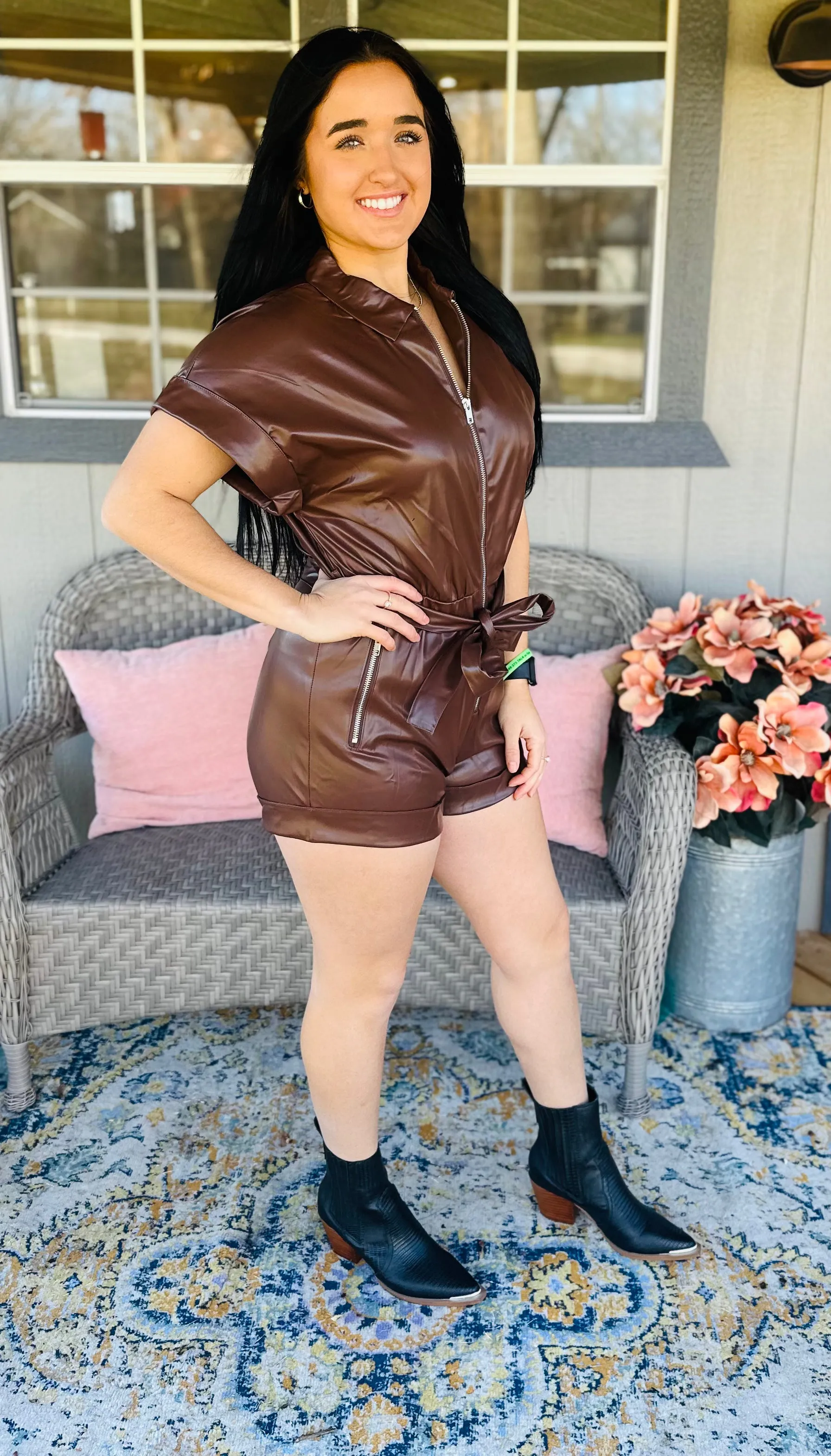 Faux Leather Romper