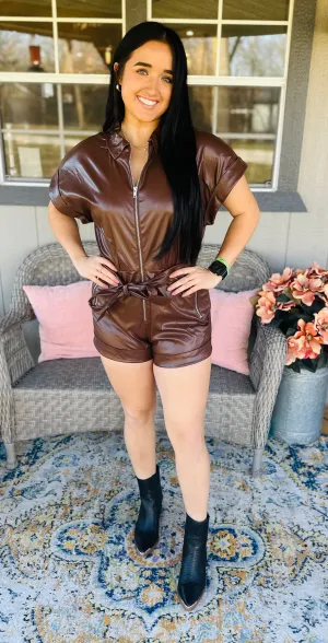 Faux Leather Romper