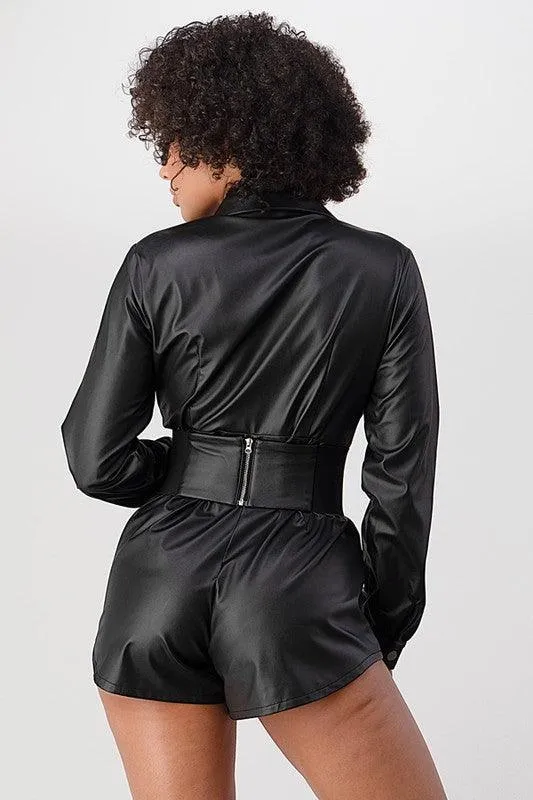 FAUX LEATHER ROMPER