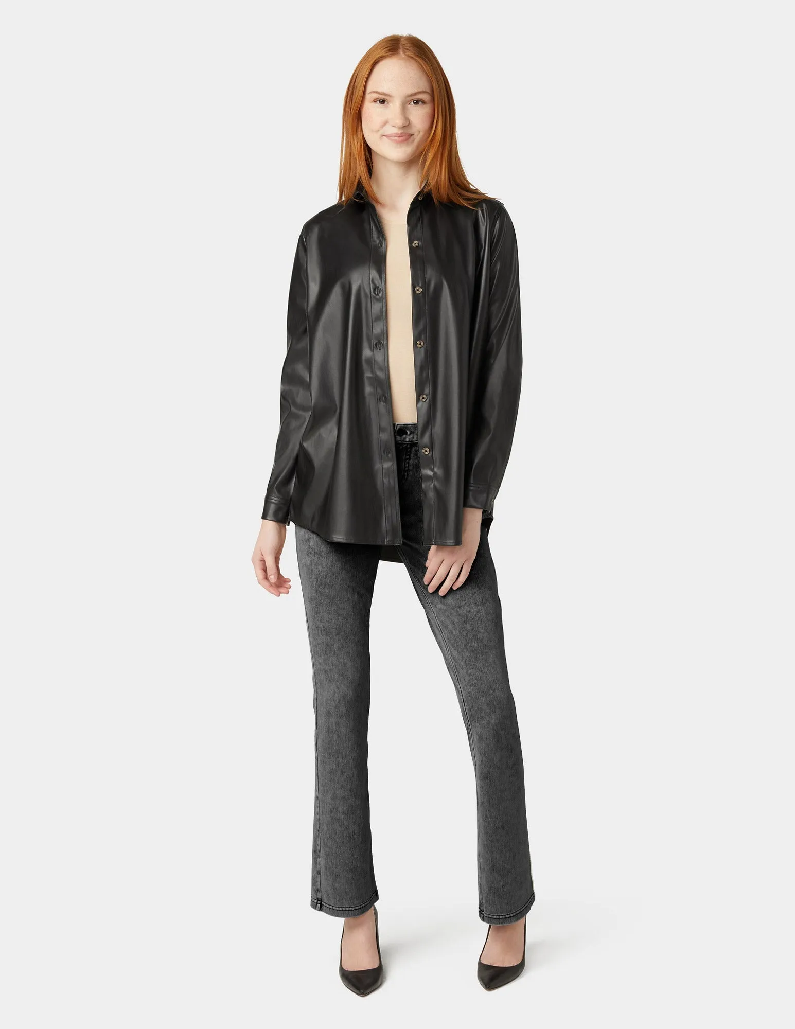 Faux Leather Shirt