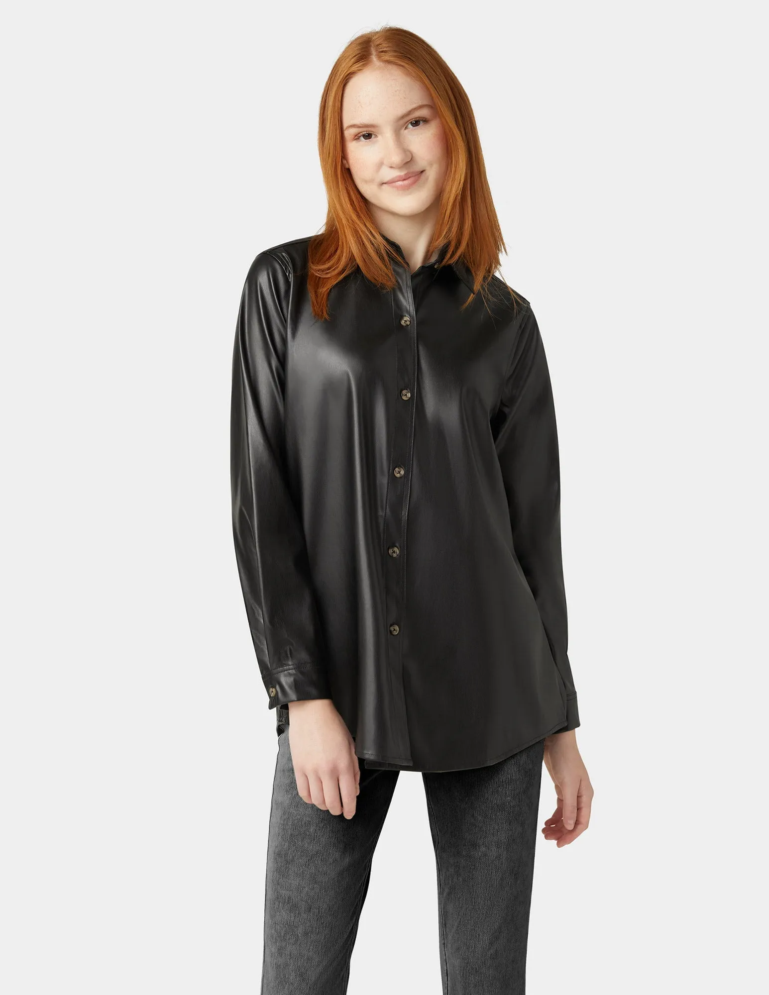 Faux Leather Shirt