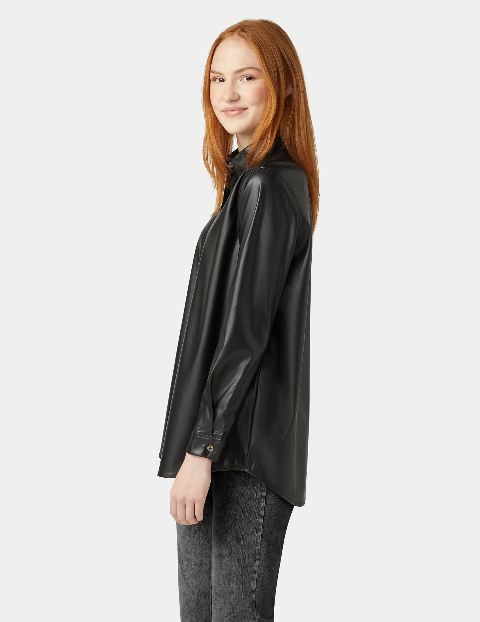 Faux Leather Shirt
