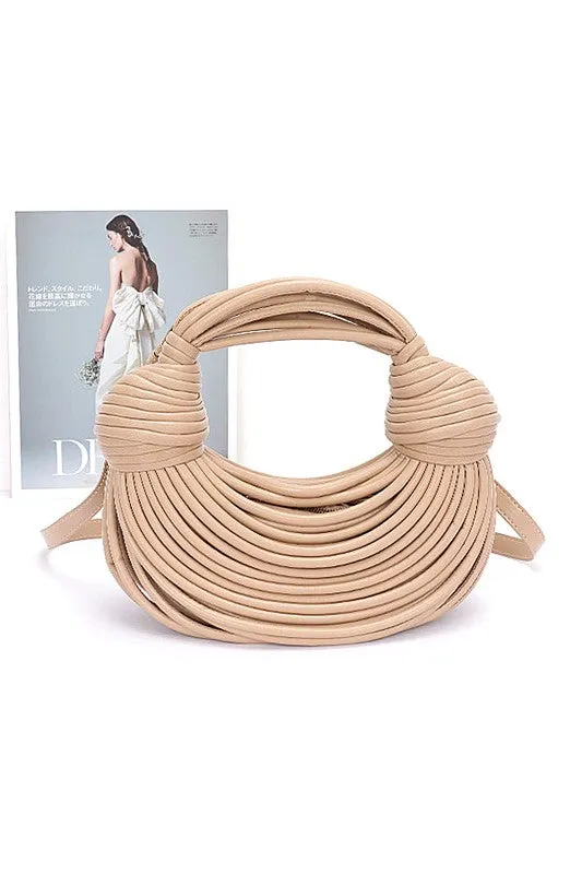 Faux Leather String Rope Top Handle Swing Bag