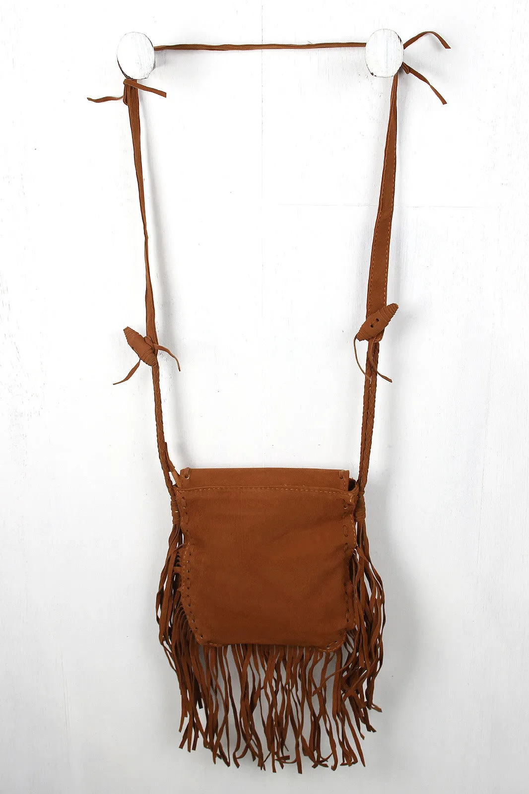 Faux Suede Fringe Saddle Bag