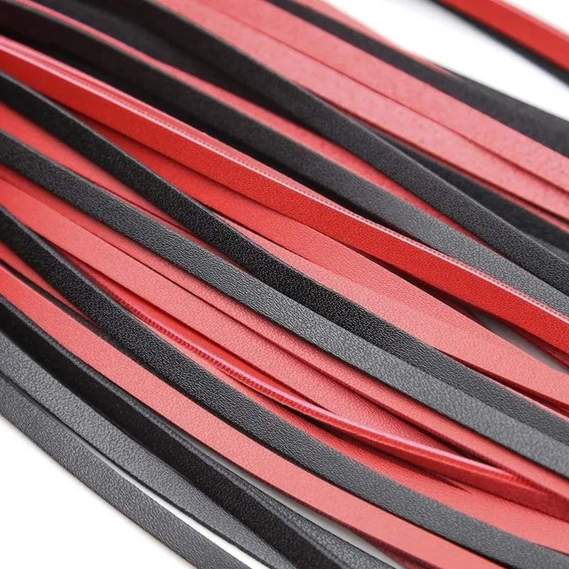 Fetish Black&Red PU Leather Handle Flogger BDSM Flirt