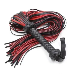 Fetish Black&Red PU Leather Handle Flogger BDSM Flirt