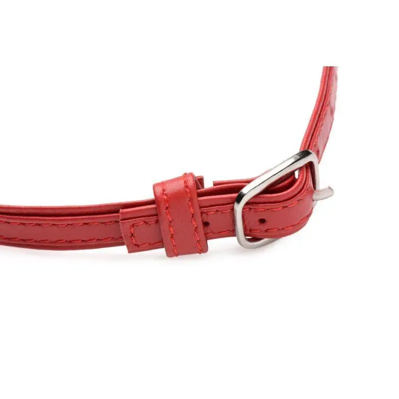 Fiery Pet Leather Choker w/ Silver Ring Red