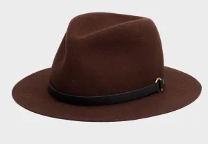 FLOPPY PACKABLE FEDORA IN MATTER BROWN MELANGE