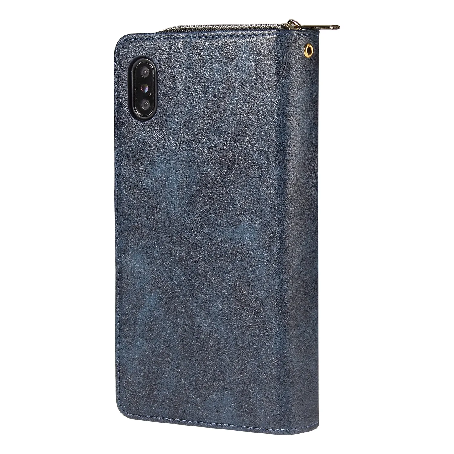 For iphone X/XS/XS MAX/11/11Pro Pu Leather  Mobile Phone Cover Zipper Card Bag   Wrist Strap Red wine