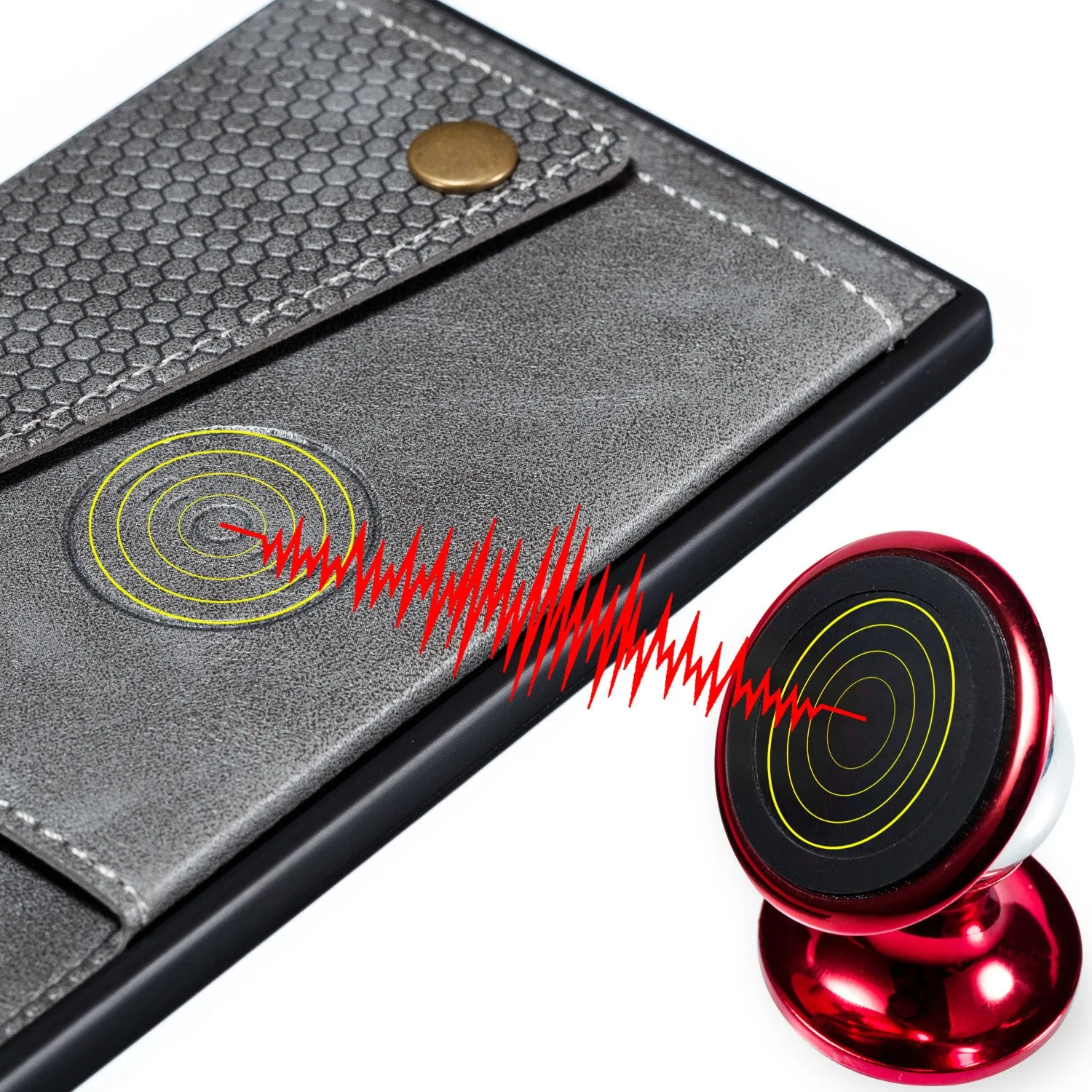 For OPPO A9 2020/Realme XT/Reno 2 Mobile Phone Shell Classic Textured Pattern Buckle Closure Design Anti-fall Smartphone Case  gray