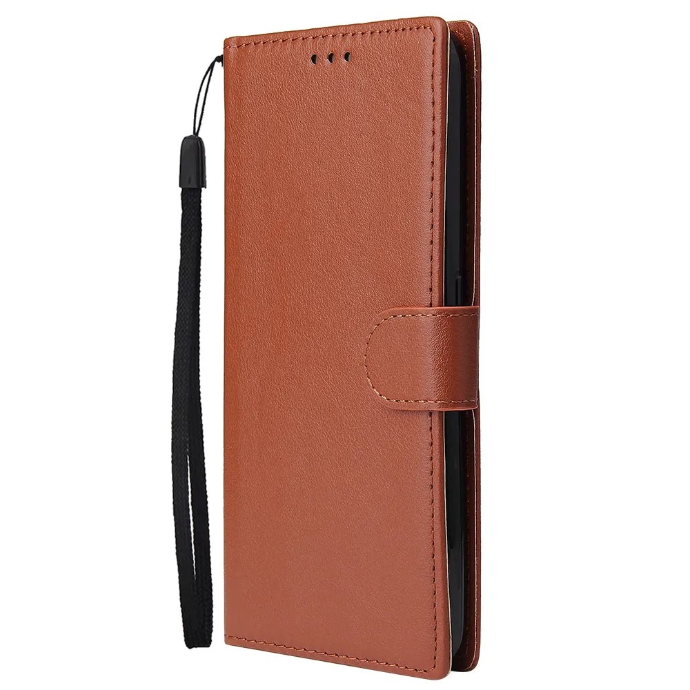 For Oppo A9 2020/Reno 2Z Cellphone Shell PU Leather Mobile Phone Cover Stand Available Anti-drop Elegant Smartphone Case Brown