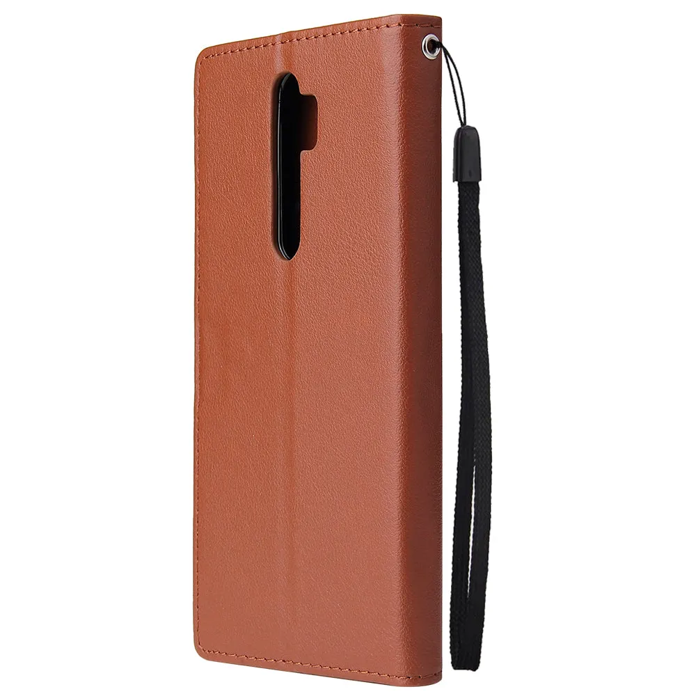 For Oppo A9 2020/Reno 2Z Cellphone Shell PU Leather Mobile Phone Cover Stand Available Anti-drop Elegant Smartphone Case Brown