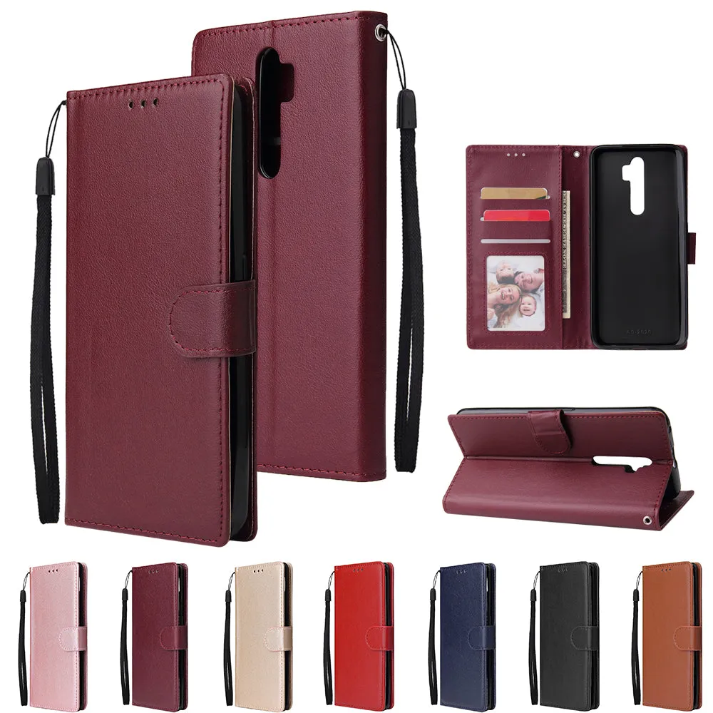 For Oppo A9 2020/Reno 2Z Cellphone Shell PU Leather Mobile Phone Cover Stand Available Anti-drop Elegant Smartphone Case Red