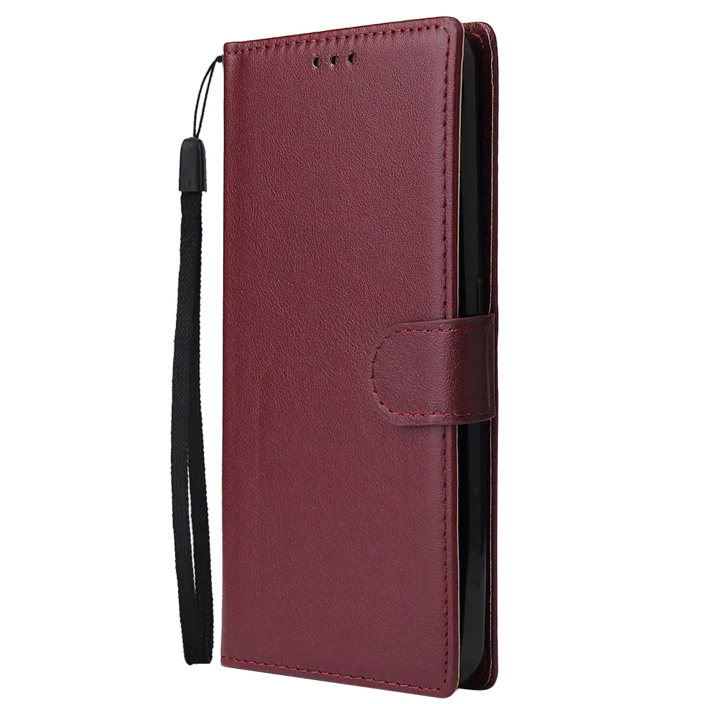 For Oppo A9 2020/Reno 2Z Cellphone Shell PU Leather Mobile Phone Cover Stand Available Anti-drop Elegant Smartphone Case Wine red