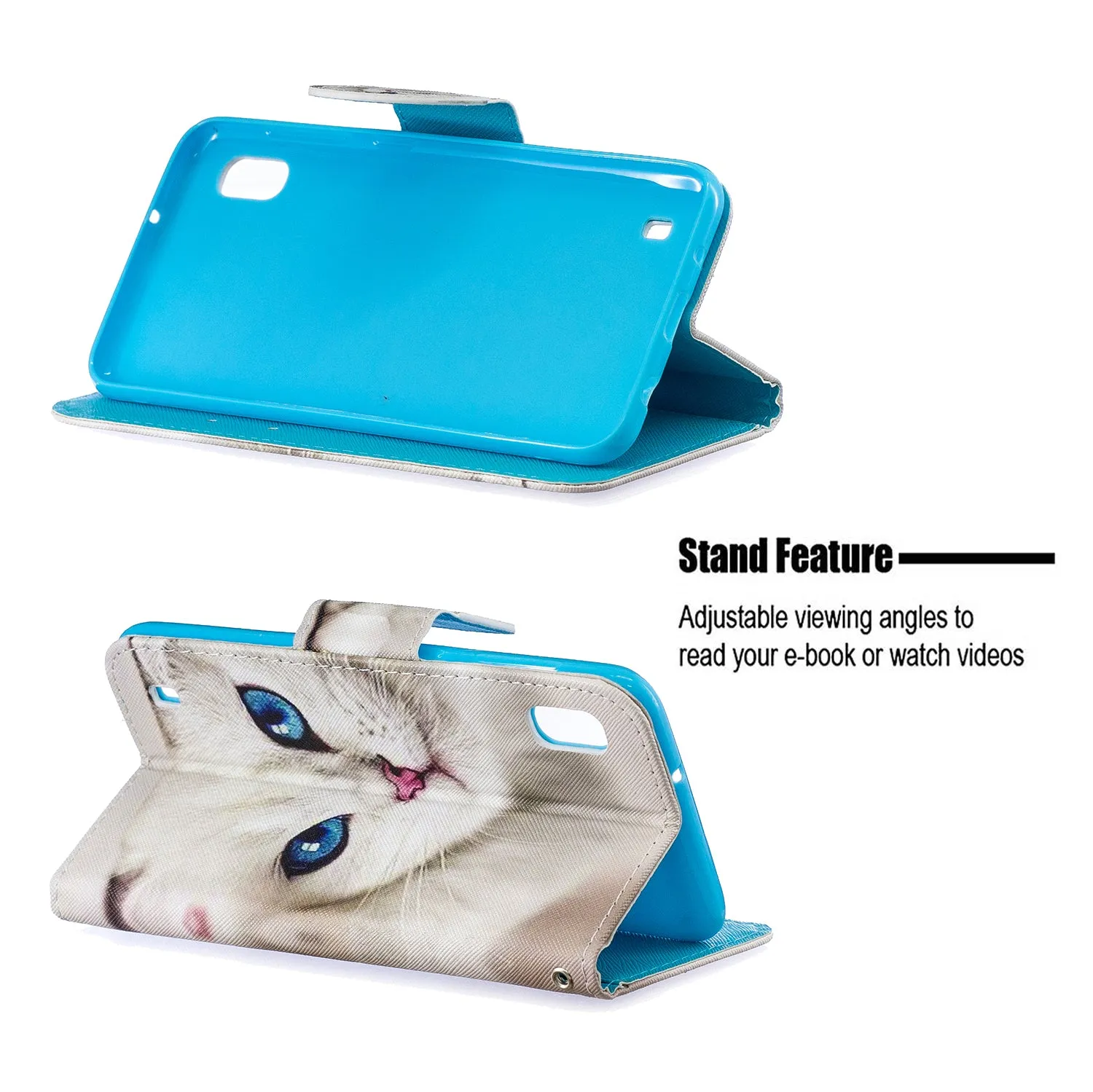 For Samsung A10/A20/A30 Smartphone Case PU Leather Wallet Design Cellphone Cover with Card Holder Stand Available Ice cream unicorn