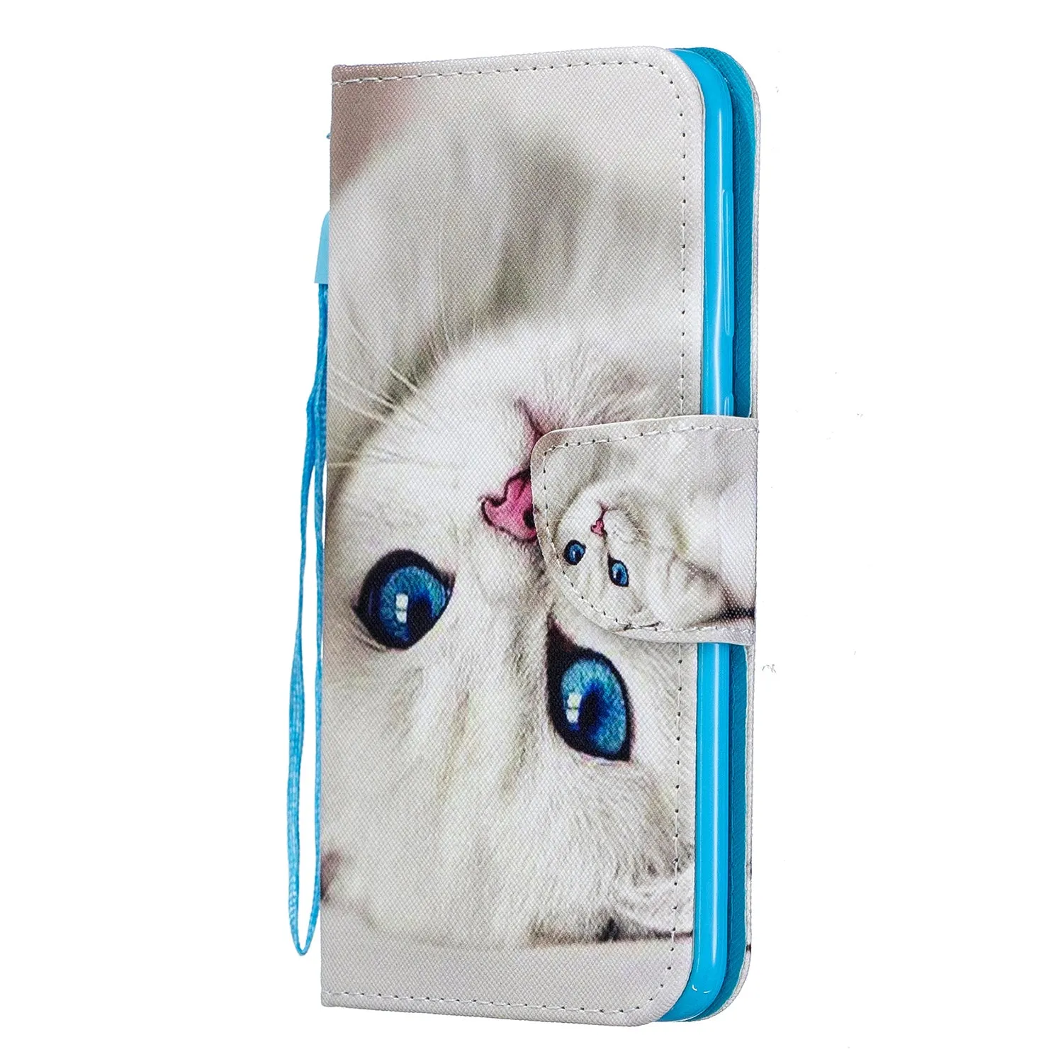 For Samsung A10/A20/A30 Smartphone Case PU Leather Wallet Design Cellphone Cover with Card Holder Stand Available peach blossom