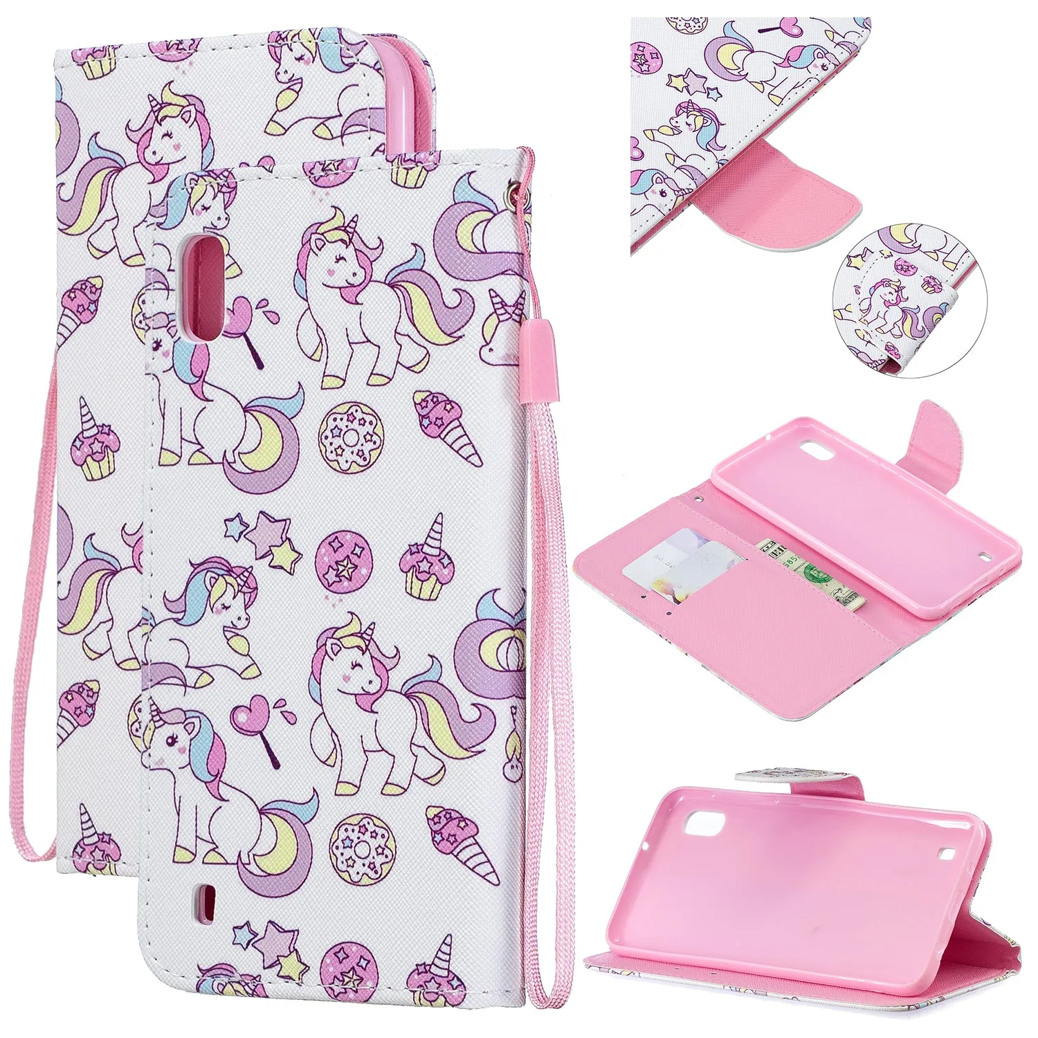 For Samsung A10/A20/A30 Smartphone Case PU Leather Wallet Design Cellphone Cover with Card Holder Stand Available peach blossom