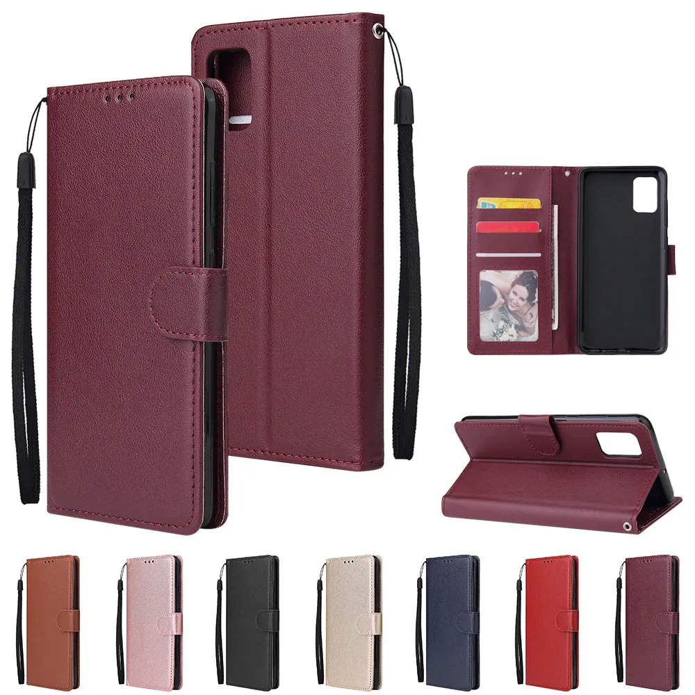For Samsung A51 Phone Case PU Leather Shell All-round Protection Precise Cutout Wallet Design Cellphone Cover  Brown