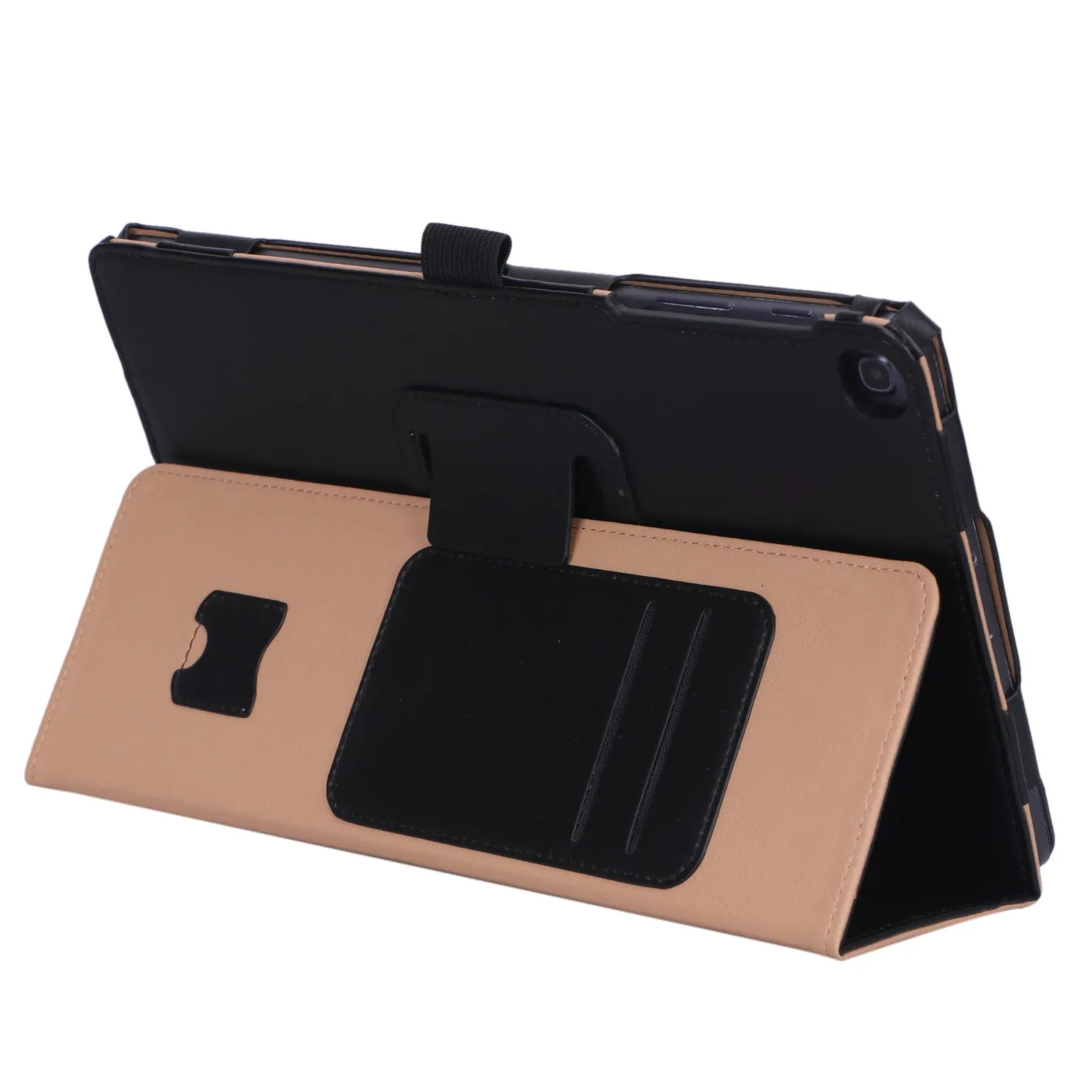 For Samsung TAB A 10.1 T510 T515 2019 Retro PU Leather Protective Hand Support Tablet Case with Card Position Bracket  black_Samsung TAB A 10.1 T510 T515 2019