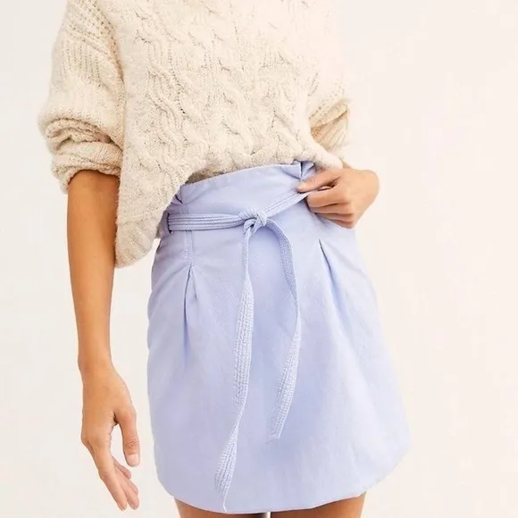 Free People Payton Paperbag Skirt Faux Leather size 12