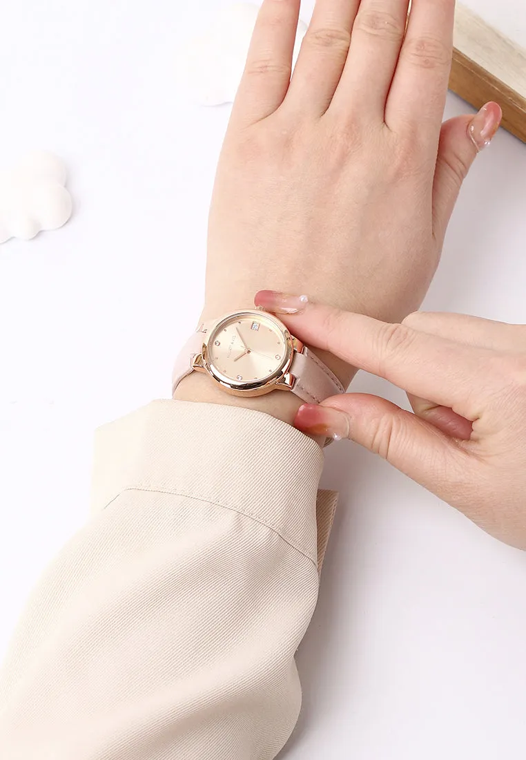 Freja Rose Gold Leather Analog Watches (Pink)